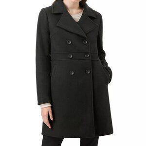 Allegra K Women's Notched Lapel Long Sleeves Double Breasted Mid-Length Coat